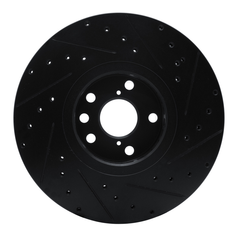 Lexus GS350 Brake Rotor (1) - Left Front - R1 Concepts - Drilled & Slotted - Black - `06-`20